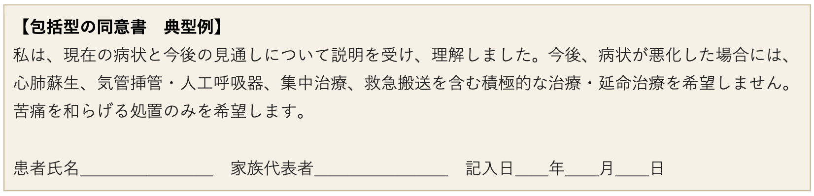 現在よく見られる同意書の一例